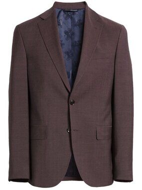 Ted Baker Men's Roger Wool Jacket Blazer Sport Coat Burgundy Size 40 R - Italy